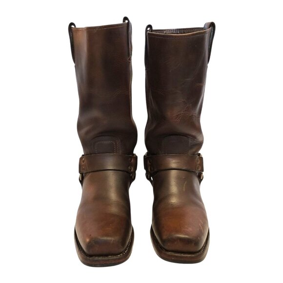 FRYE 12R Harness Boot Brown Oiled Leather Western Cowgirl Mid Calf Engineer Moto - Picture 4 of 13